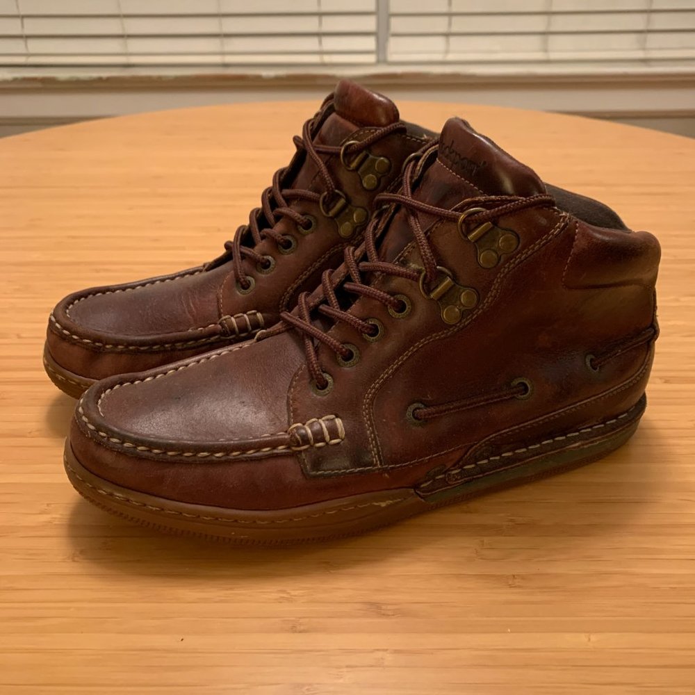 Vintage Rockport Moc Toe Leather Boots Brown
